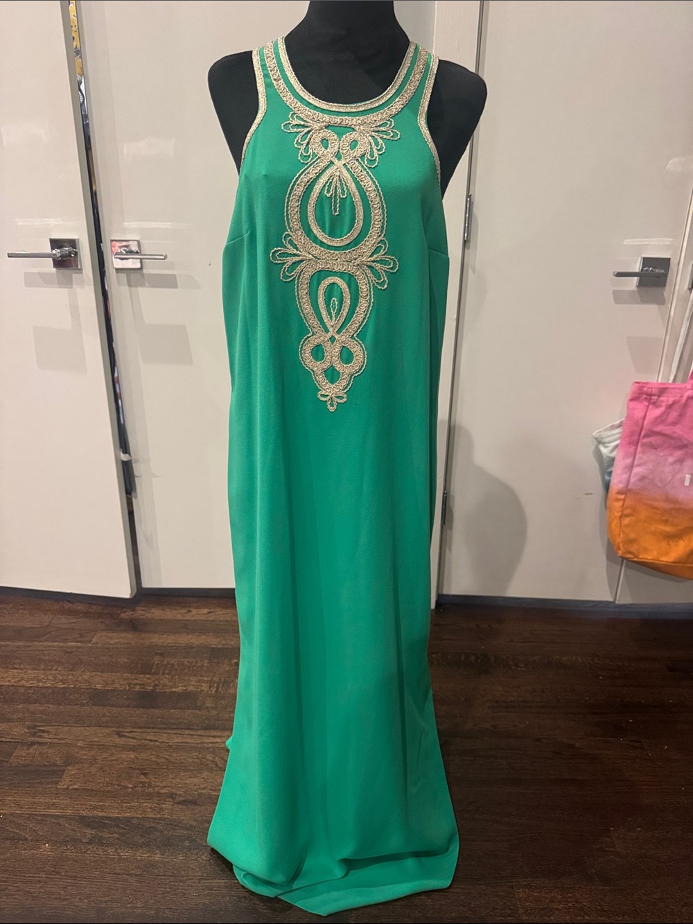 Lilly Pulitzer Green Maxi Dress with Gold Embellishment